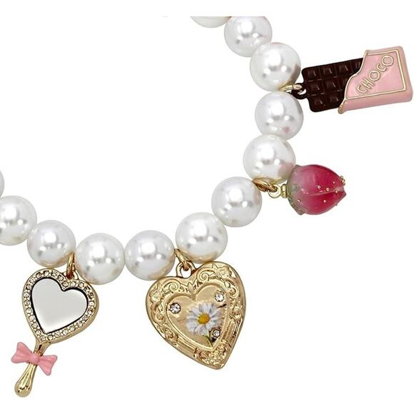 Betsey Johnson Valentines Valentine's Day Conversation Candy Hearts Bracelet - Picture 2 of 4